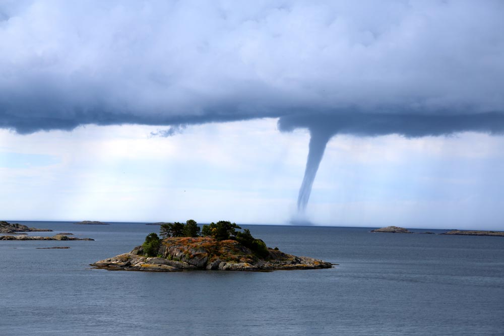 Tornado forming over the sea