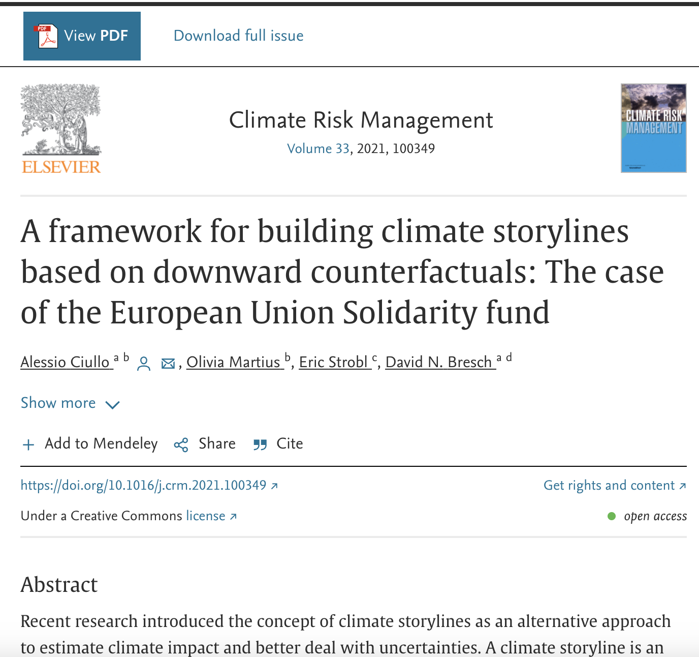 WP4 Financial impacts- A framework for building climate storylines based on downward counterfactuals: The case of the European Union Solidarity fund