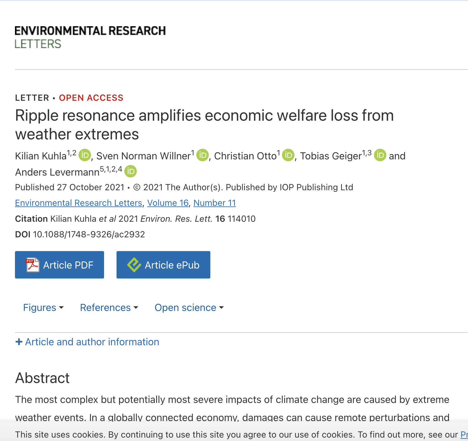 WP6 Global manufacturing chains- Ripple resonance amplifies economic welfare loss from weather extremes