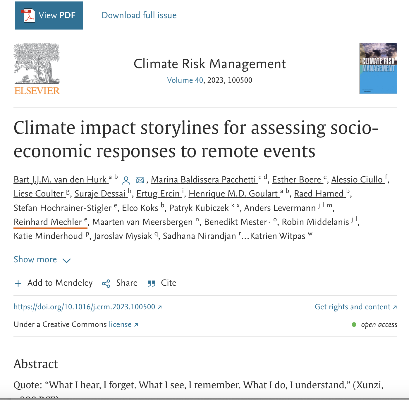 WP1 Project management- Climate impact storylines for assessing socio-economic responses to remote events