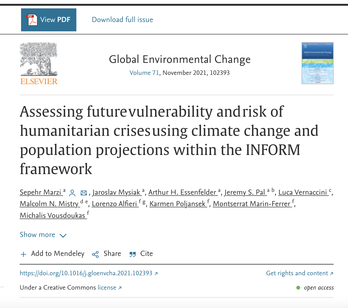 WP5 International cooperation, development and resilience- Assessing future vulnerability and risk of humanitarian crises using climate change and population projections within the INFORM framework