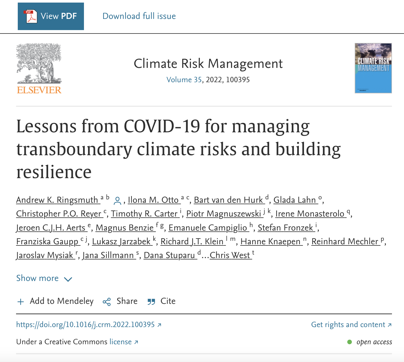 WP8 Synthesis: synergy of risks and policy implications- Lessons from COVID-19 for managing transboundary climate risks and building resilience